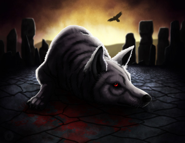 Обои картинки фото рисованное, животные,  собаки, фон, взгляд, собака