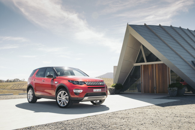 Обои картинки фото автомобили, land-rover, красный, 2015г, l550, au-spec, luxury, hse, sport, land, rover, discovery