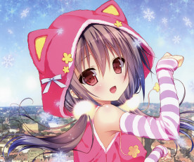 Картинка аниме unknown +другое капюшон город девочка