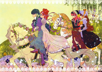 Картинка аниме животные +существа pretty cure девочки лошади