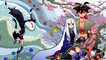 Картинка аниме katanagatari девушка взгляд фон парень