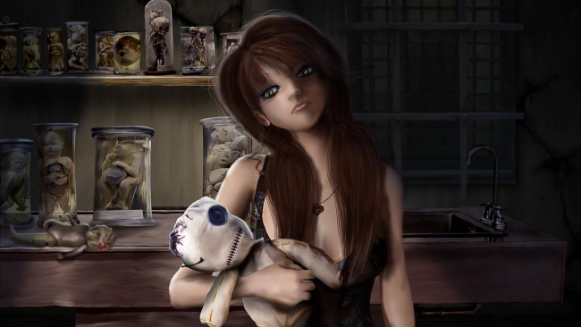 Обои картинки фото фэнтези, существа, девушка, взгляд, фон