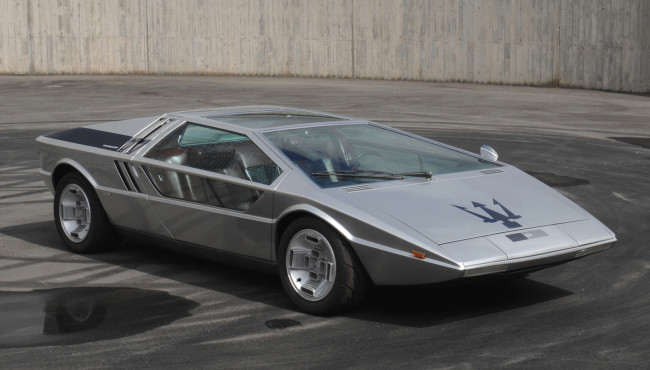 Обои картинки фото maserati boomerang concept 1972, автомобили, maserati, boomerang, concept, 1972, car, серый, металлик, трасса
