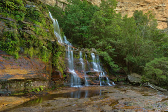 Картинка природа водопады лес река водопад