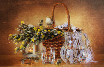 Картинка рисованное -+другое верба графин вода стакан