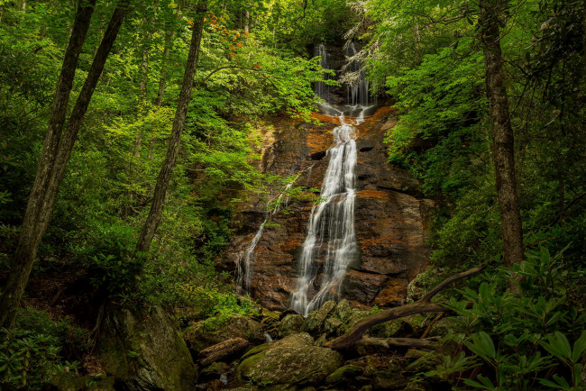 Обои картинки фото природа, водопады, лес, река, водопад