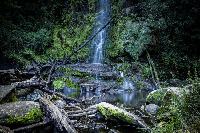 Обои картинки фото природа, водопады, лес, река, водопад