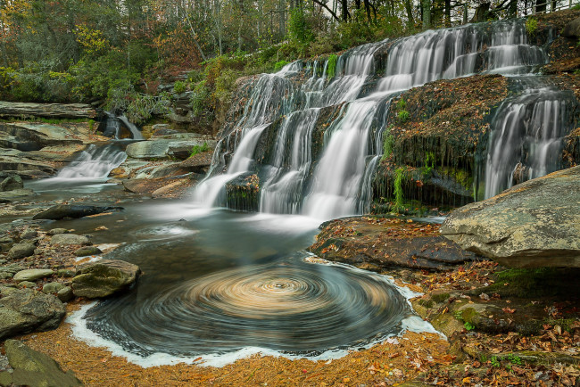 Обои картинки фото природа, водопады, лес, река, водопад