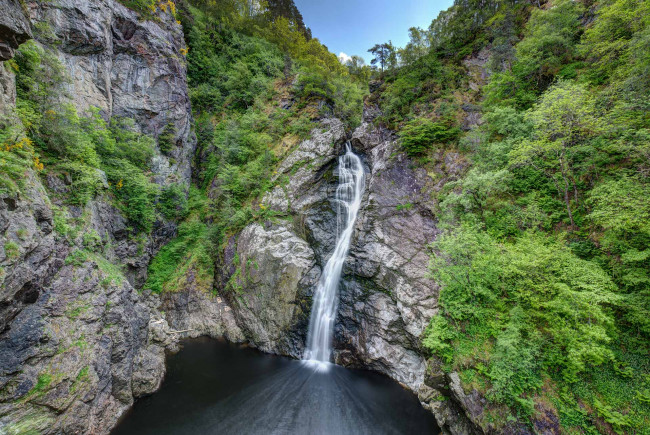 Обои картинки фото природа, водопады, лес, река, водопад