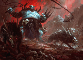 Картинка фэнтези демоны существа фон погонщик