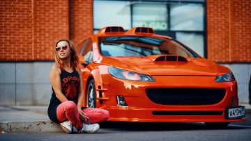 обоя автомобили, -авто с девушками, peugeot