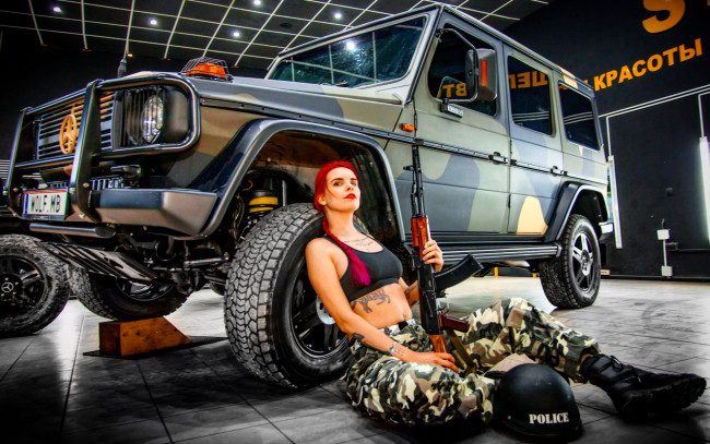 Обои картинки фото автомобили, -авто с девушками, mercedes, g-class