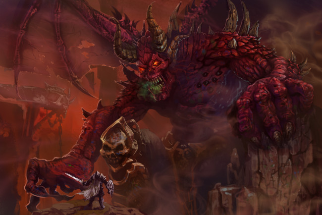 Обои картинки фото фэнтези, демоны, существо, фон, взгляд