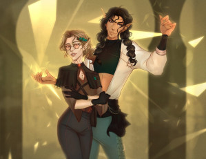 Картинка фэнтези эльфы парень девушка