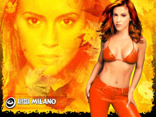 Картинка девушки alyssa+milano актриса рыжая купальник брюки лицо