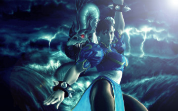 Картинка видео+игры street+fighter девушка фон взгляд поза дракон