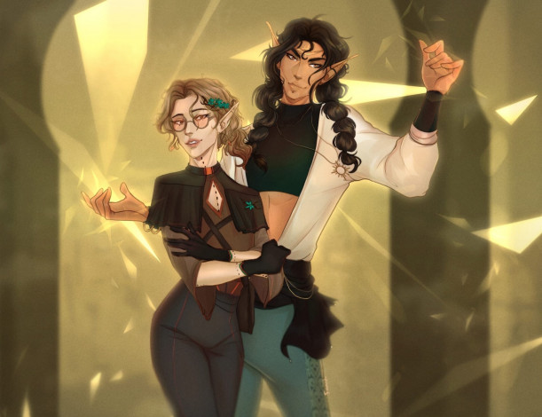 Обои картинки фото фэнтези, эльфы, парень, девушка