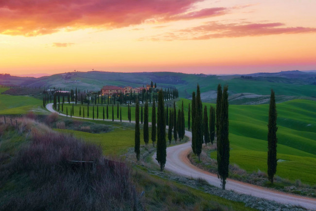 Обои картинки фото val d`orcia, tuscany, italy, природа, дороги, val, d'orcia