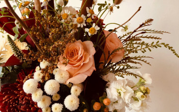 Картинка цветы букеты +композиции розы ромашки хризантемы