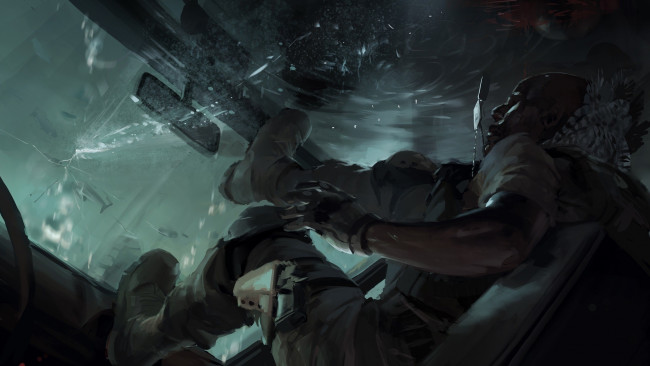 Обои картинки фото видео игры, battlefield 4, человек, машина, вода