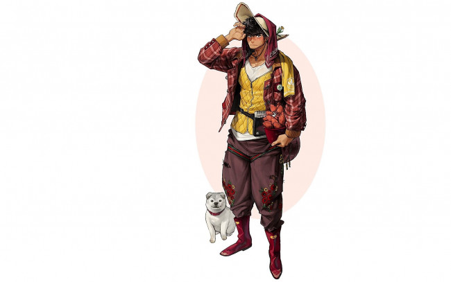 Обои картинки фото аниме, unknown,  другое , парень, собака