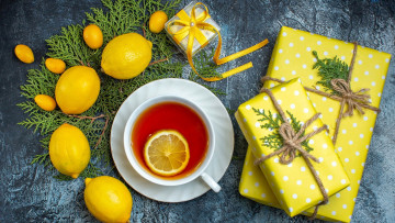 Картинка еда напитки +чай чай лимон