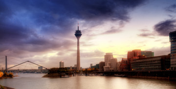 Картинка дюссельдорф германия города панорамы река рейн