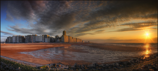 Обои картинки фото города, пейзажи, бельгия, пляж, побережье, солнце
