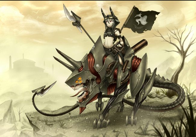 Обои картинки фото аниме, weapon, blood, technology, оружие, девушка