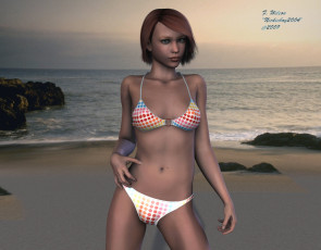 Картинка 3д графика people люди море девушка