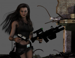Картинка 3д графика people люди оружие девушка
