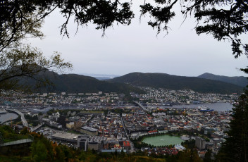 Картинка берген норвегия города панорамы