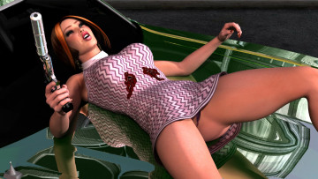 Картинка 3д графика people люди пистолет ранение девушка