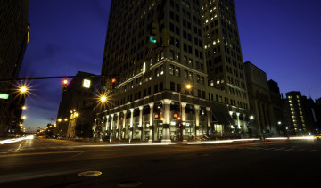 Картинка detroit сша города огни ночного ночь дома улица