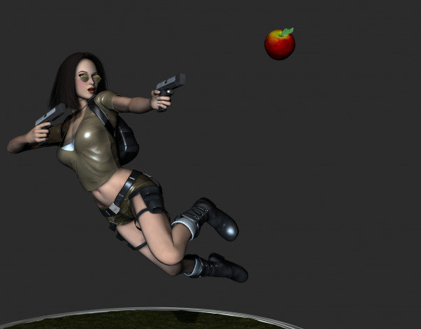 Обои картинки фото 3д, графика, people, люди, яблоко, девушка