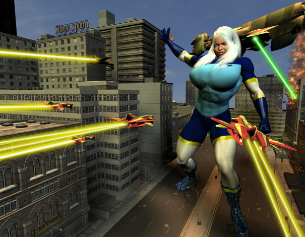 Обои картинки фото 3д, графика, fantasy, фантазия, самолеты, город