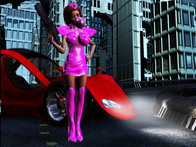 Обои картинки фото 3д, графика, people, люди, девушка, автомобиль