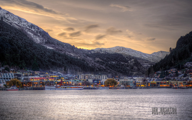 Обои картинки фото города, пейзажи, дома, горы, озеро