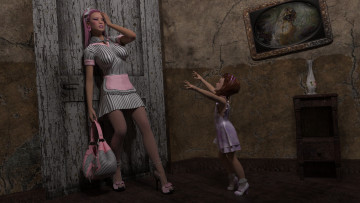 Картинка 3д+графика people+ люди мать девочка