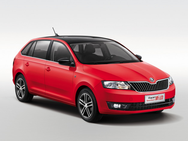 Обои картинки фото автомобили, skoda, 2014, rapid, красный, spaceback, cn-spec