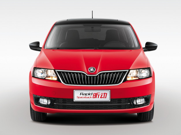 Обои картинки фото автомобили, skoda, rapid, красный, 2014, cn-spec, spaceback