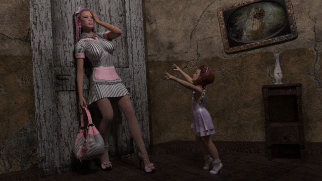 Обои картинки фото 3д графика, people , люди, мать, девочка