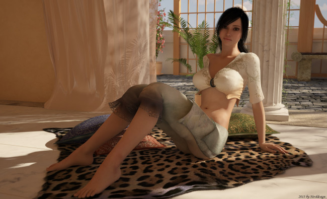 Обои картинки фото 3д графика, people , люди, взгляд, девушка, мех