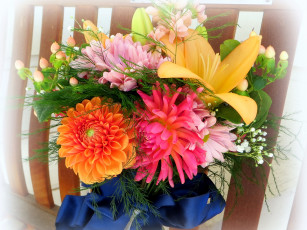 Картинка цветы букеты +композиции лилии букет георгины