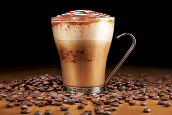 Картинка еда кофе +кофейные+зёрна эспрессо пенка напиток стакан зерна