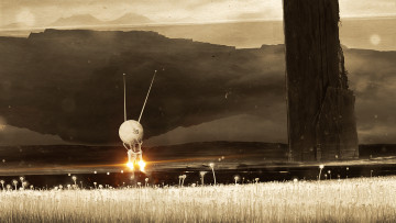 Картинка фэнтези иные+миры +иные+времена dron поле горы art фантастика