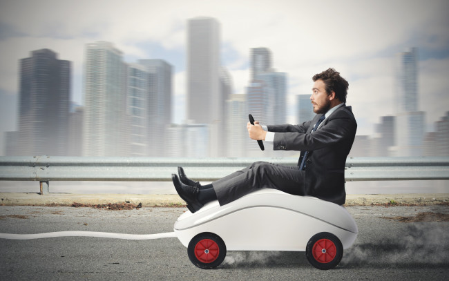 Обои картинки фото юмор и приколы, авто, мужчина, транспорт, мышь, город, дорога