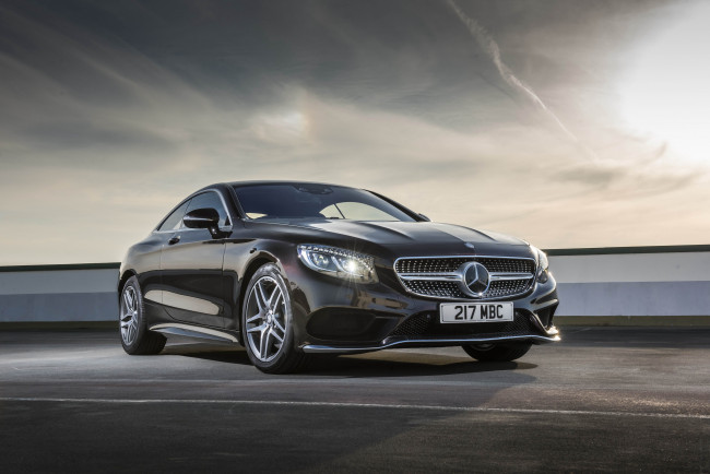 Обои картинки фото автомобили, mercedes-benz, amg, coupе, s, 500, 2014г, c217, uk-spec, line