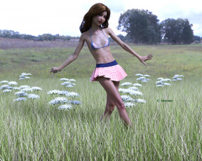 Картинка 3д+графика люди+ people девушка взгляд фон