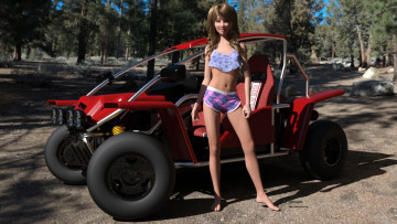 Картинка 3д+графика люди-авто мото+ people-+car+ +moto фон автомобиль девушка взгляд